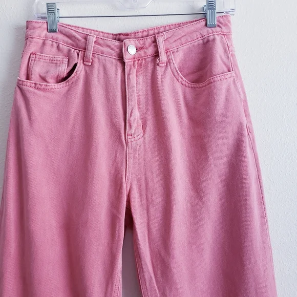 Shein Y2K Coral Straight Leg Raw Hem Denim Jeans - Picture 3 of 6